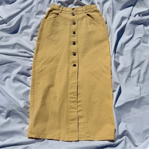 ๐ Y2K/vintage style Mustard Button-Up Midi Skirt โ Arizona Jean Co โ Sz 3 - Picture 2 of 6